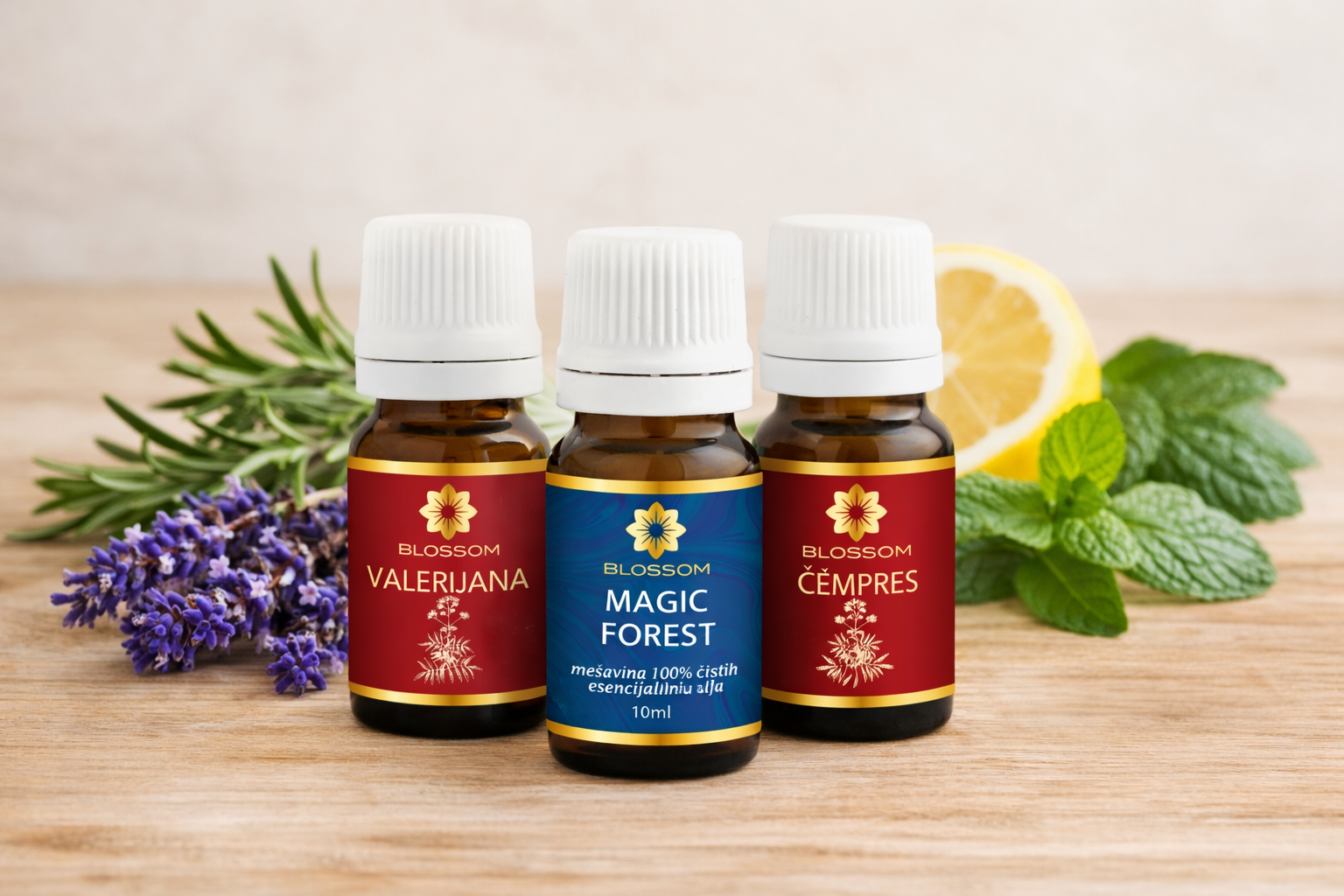 Blossom eterična ulja Valerijana, Magic Forest i Čempres sa prirodnim biljnim sastojcima