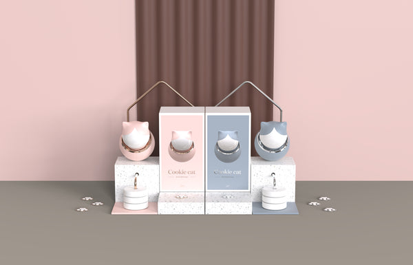 Cookie Cat aroma difuzor Blossom – prenosivi difuzor za auto, roze i siva boja