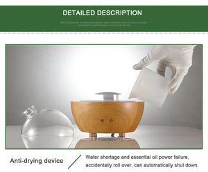 Detalj difuzera „Infinity“ od punog drveta i ručno duvanog stakla