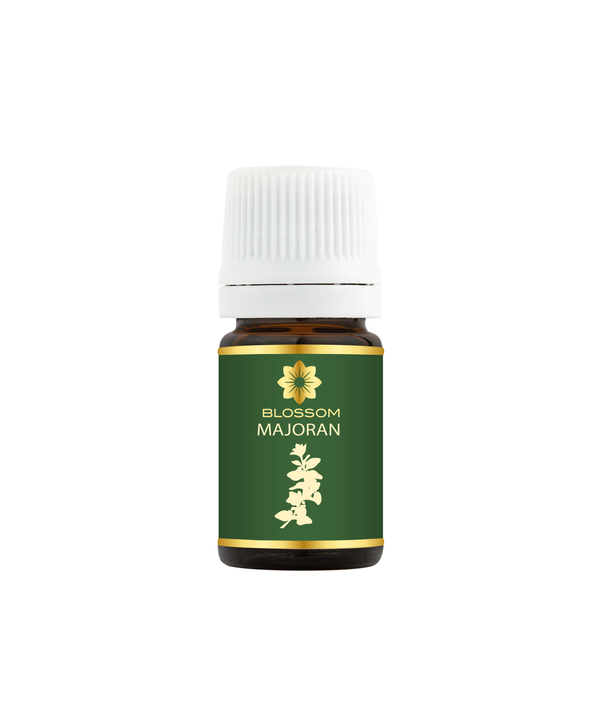 Blossom aromaterapija – eterično ulje majorana (Origanum majorana / Marjoram essential oil), blaga biljno-cvetna aroma za smirenje, san, cirkulaciju i emocionalnu ravnotežu.