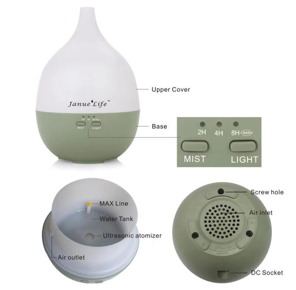 DROP ultrazvučni aroma difuzer Blossom – fina magla i sedam LED boja